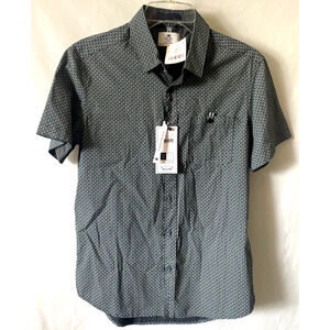 Level Ten Men's Shirt Green Geometric Button Down Size S Short Sleeve Slim NWT